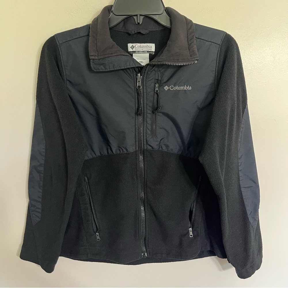 Boys Youth Black‎ Columbia Jacket Fleece Full Zip Size 14/16 Mid Weight